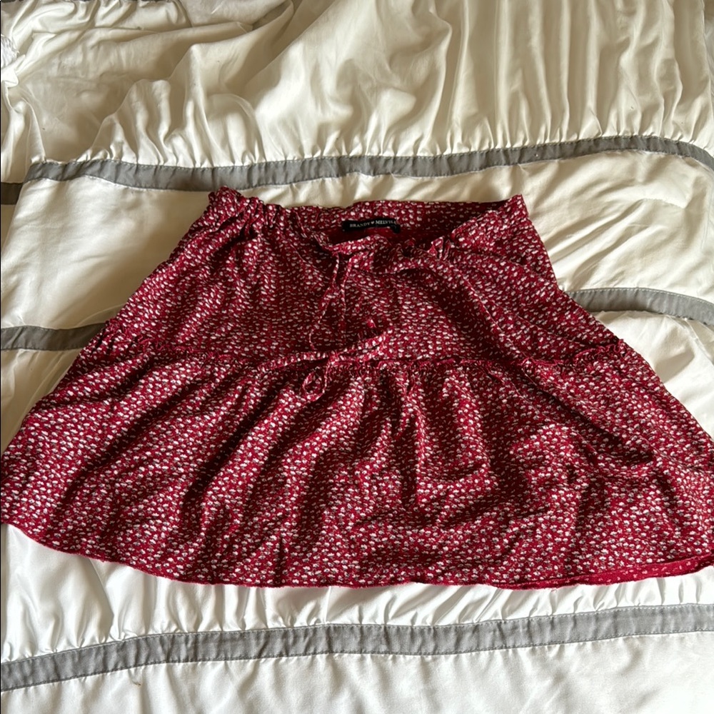 Brandy Melville Floral Red Skirt